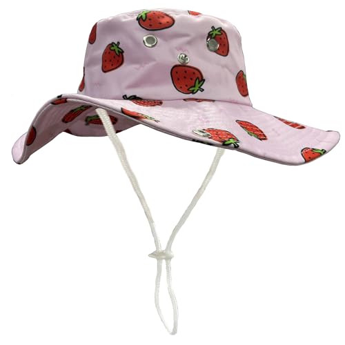Funny Sun Hat for Men Women Wide Brim Bucket Hat Hiking Boonie Hat Summer Beach Fishing Caps - color: Strawberry