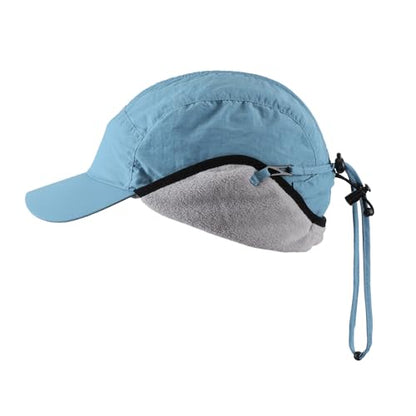 Home Prefer Waterproof Men's Winter Hats with Visor Warm Fleece Lined Baseball Cap Earflaps Trooper Trapper Hat for Men - color: Blue