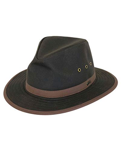 Outback Trading Company Unisex 1462 Madison River Sun-Protective Waterproof Crushable Cotton Oilskin Hat - color: Brown, size: Small