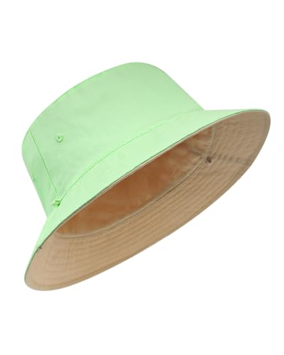 Zylioo XXL Bucket Hat for Big Heads, Reversible Fishing Sun Hat - color: Light Khaki-mint Green, size: X-Large-XX-Large