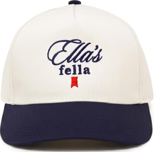 Funky Junque Adult Trucker Snapback Hat 2-Tone Baseball Cap - color: Ella's Fella - Navy/Beige