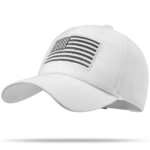 American Flag Hat, Adjustable Fit USA Baseball Cap for Men Women, Dad Hats, Outdoor Ball Caps for Casual Wear - color: White