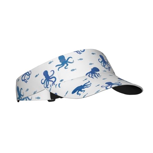 Sports Sun Visor Hats Adjustable Men Women Lightweight Packable Cooling Empty Top Visor Hat for Running, Tennis, Golf - color: Octopus