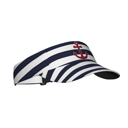 Nautical Anchor Visor Caps for Women Men Summer Sun Visor Hat with Sweatband for Running Outdoor Beach - color: Nautical Anchor-a1127