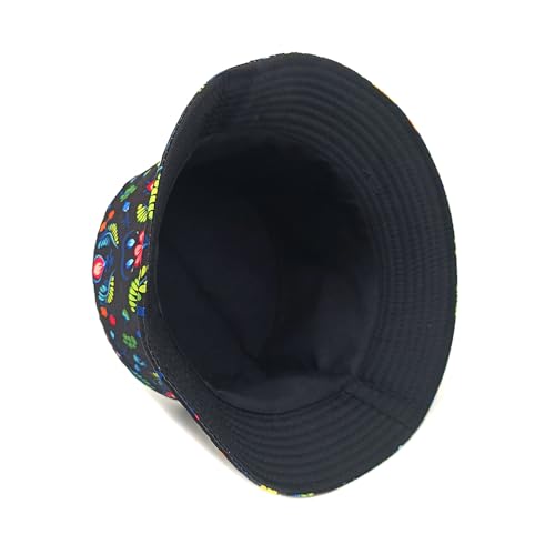 Printed Bucket Hat - Reversible Packable Summer Travel Beach Sun Cap for Men Women Teens - color: Boho Folk Floral