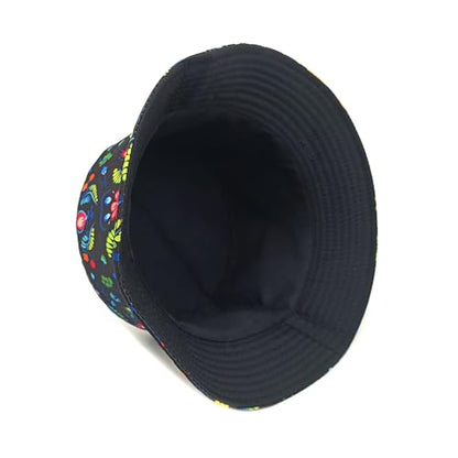 Printed Bucket Hat - Reversible Packable Summer Travel Beach Sun Cap for Men Women Teens - color: Boho Folk Floral
