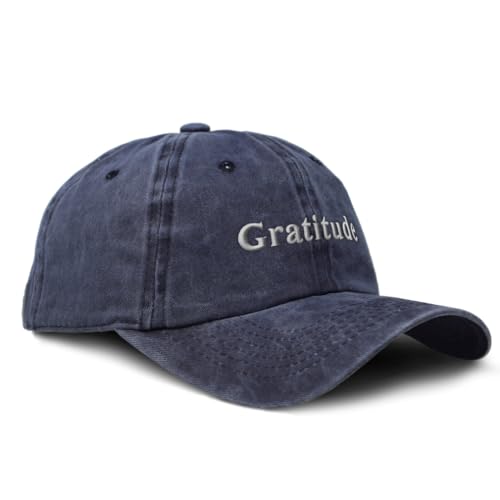 Speedy Pros Soft Washed Baseball Cap Gratitude Cotton Dad Hats for Men & Women - color: Navy