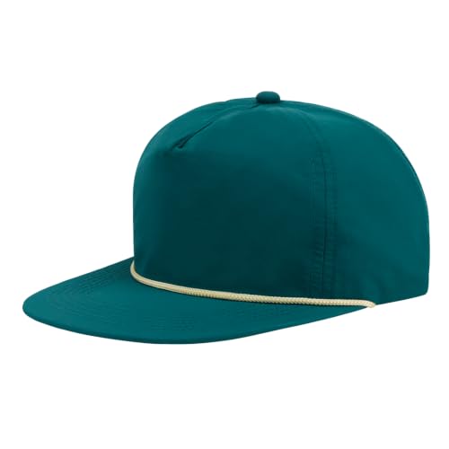 TOPTIE 5-Panel Rope Snapback Baseball Cap, Adjustable Flat Brim Hat, Quick Dry Soft Top Cap for Men Women Outdoor - color: Green/White