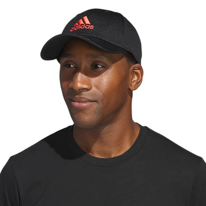 Adidas Mens Zags 2.0 Structured Mid Crown A-Flex Stretch Fit HatBaseball Cap - color: Black/Hi-res Red, size: Large-X-Large