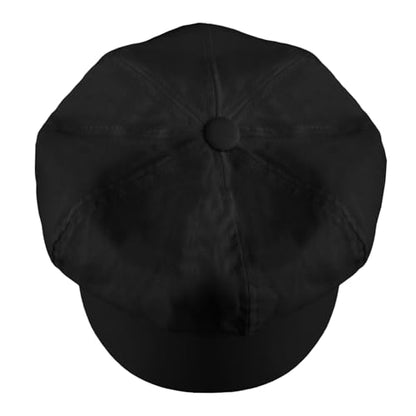 Newsboy Cabbie Baker Boy Hat Beret Cap for Women Pageboy Hats Flat Visor Cap Sailor Hat Adjustable - color: Black
