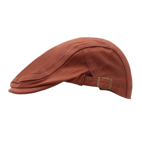 ZLYC Men Cotton Flat Cap Summer Scally Newsboy Beret Driver Hat - color: Twill Orange