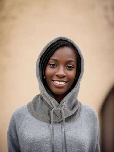 Unisex Sporty Snood Hat with drawstring Hood Scarf Neck Warmer Winter Balaclava Hood - color: Gray