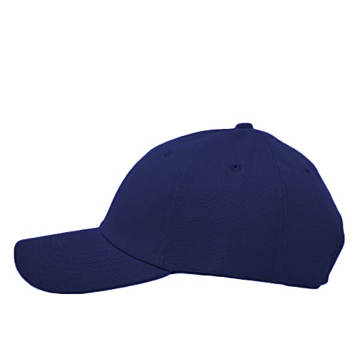 Glory Max Plain Baseball Cap Hook & Loop Strap Adjustable Solid Blank Curved Visor Hat - color: Navy Blue