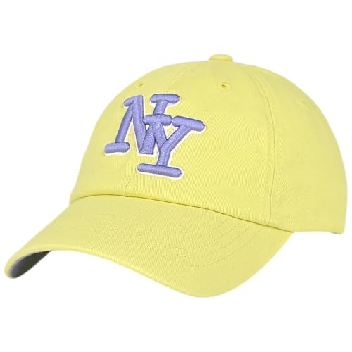 NY 3D Embroidered Dad Hat - New York Baseball Cap - color: Light Yellow Lavender