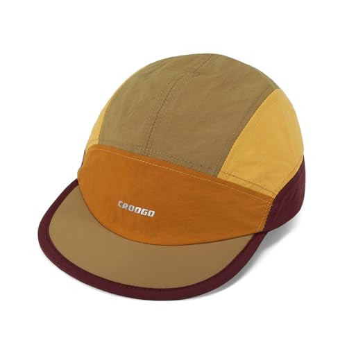 Croogo Running Cap Water Resistant Foldable Sports Hat - color: Khaki/Orange
