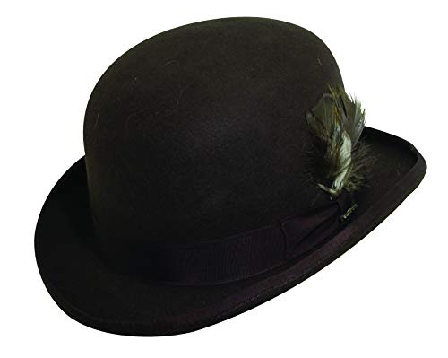 Scala Men's Furlong Wool Felt and Grosgrain Trim Derby Bowler Hat Chocolate