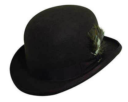 Scala Men's Furlong Wool Felt and Grosgrain Trim Derby Bowler Hat Chocolate