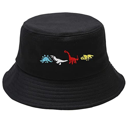 Unisex Bucket Hat Summer UPF 50+ Sun Protection Outdoor Beach Fishing Travel Hiking Hat - color: Dinosaur Embroidery