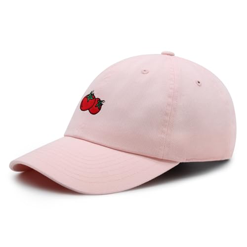 JPAK Two Tomatoes Premium Dad Hat Embroidered Cotton Baseball Cap Vegetables Embroidery - color: Light Pink
