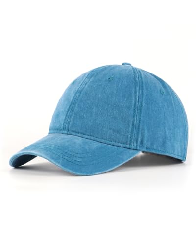 Zylioo XXL Baseball Cap for Big Heads Men Women, Washed Denim Dad Hat - color: Turquoise, size: Large