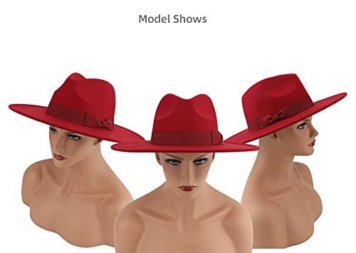 Pro Celia Big Wide Brim Women Fedora Hat - color: Wine Red