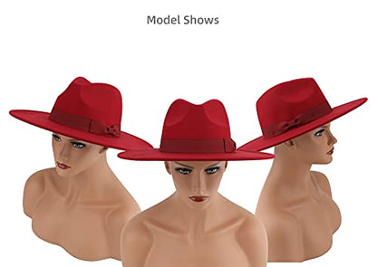 Pro Celia Big Wide Brim Women Fedora Hat - color: Wine Red