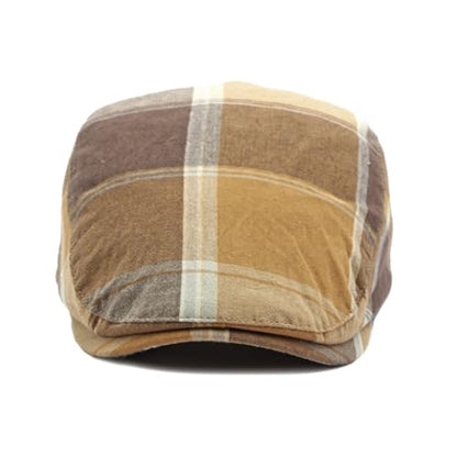 Plaid Newsboy Hats Flat Cap for Men Women Ivy Catsby Cabbie Driving Hat - color: Plaid-03-khaki