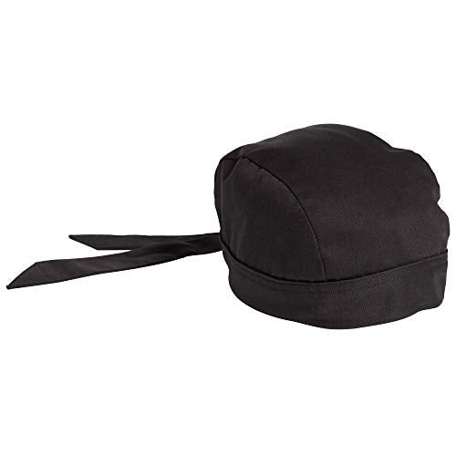 Uncommon Threads Elastic Back Skull Cap Chef Hat with Ties - color: Black