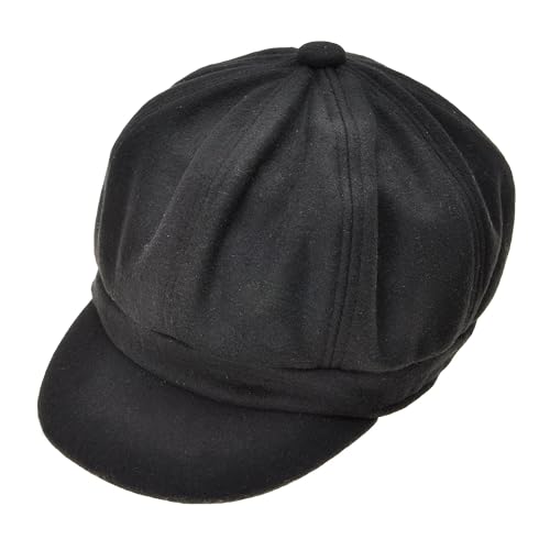 ZLYC Women Classic Newsboy Cap Visor 8 Panel Gatsby Cabbie Paperboy Hat - color: Black