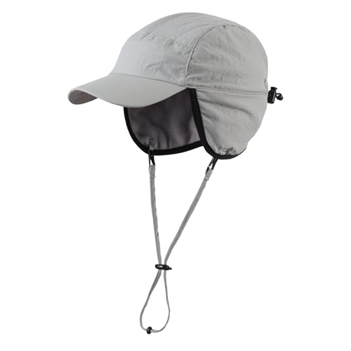 Home Prefer Waterproof Men's Winter Hats with Visor Warm Fleece Lined Baseball Cap Earflaps Trooper Trapper Hat for Men - color: Light Grey