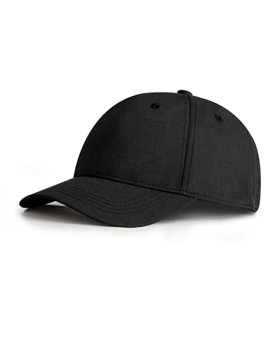 Zylioo XL XXL Linen Baseball Cap for Big Heads, Structured Dad Hat - color: Black, size: X-Large-XX-Large