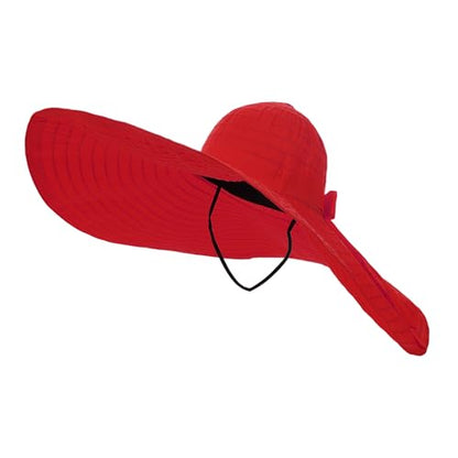Women's Super Wide Brim Sun Hat - Extra Large Floppy Beach Bucket Hat, Foldable Summer Sun Protection Outdoor Travel Cap - color: Red