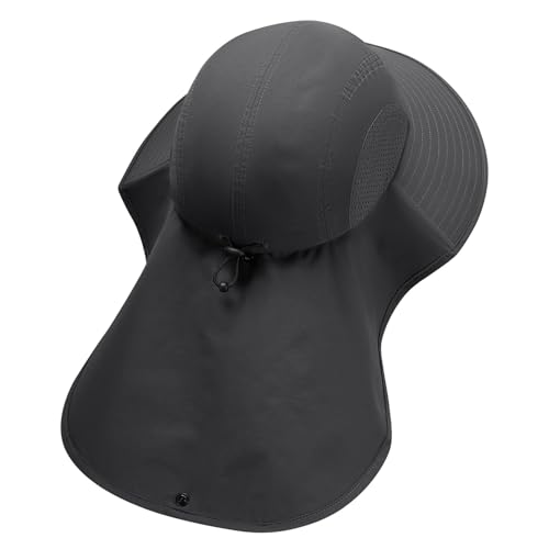 UPF 50+ Foldable Sun Hats Wide Brim with Large Neck Flap for Men Women UV Protection Gardening Fishing Beach Hat - color: Pack of 2, Beige & Dark Grey
