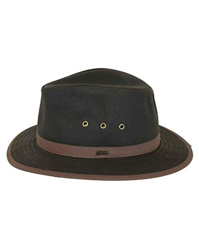 Outback Trading Company Unisex 1462 Madison River Sun-Protective Waterproof Crushable Cotton Oilskin Hat - color: Brown, size: Large