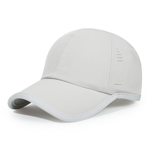 HH HOFNEN Quick Dry Baseball Hat Unstructured Athletic Golf Cap Women Men - color: 1-light Gray