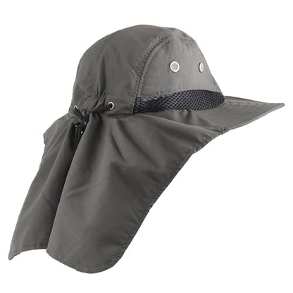 Falari Outdoor Sun Hat, Wide Brim with Neck Flap, Safari Hiking Gardening Fishing Hat - color: Gray