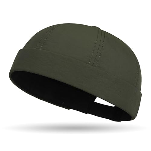 Quick Dry Brimless Hat for Men Women Ultra-Thin Breathable Rolled Cuff Docker Cap Harbour Beanie Hats Landlord Hat K338 - color: Black