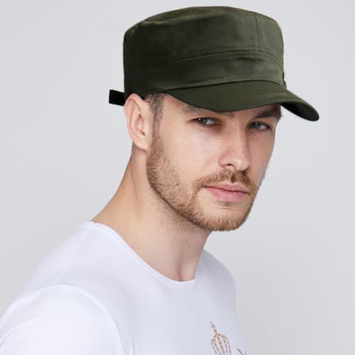 Unisex Army Cadet Cap Military Flat Top Basic Baseball Caps - color: Army Green