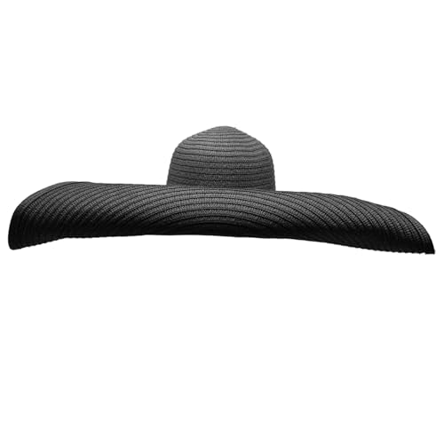Lifup Straw Sun Hat for Women, Wide Brim Oversized Summer Beach Hat - color: Black