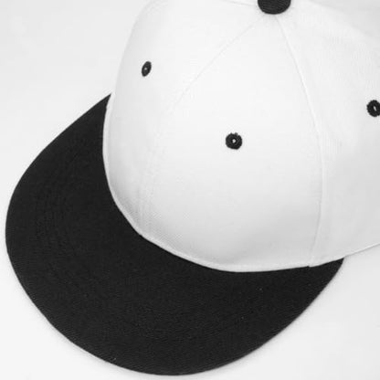 Snapback Hat Flat Bill Visor Hats Adjustable Hip Hop Baseball Cap for Women Men - color: White Black