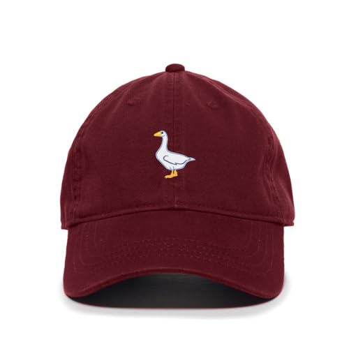 DSGN By DNA Goose Embroidered Baseball Cap Cotton Adjustable Dad Hat - color: Burgundy