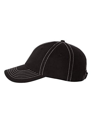 Valucap Adult Bio-Washed Classic Custom Dad Hat - color: Black/ Stone Stitch