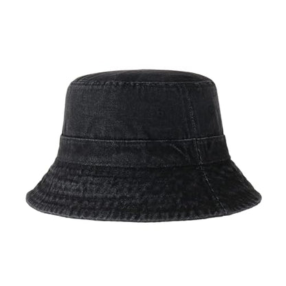 Hot Summer Bucket Hat - Trendy Cotton Sun Hat for Beach, Golf, Fishing - color: Denim Black