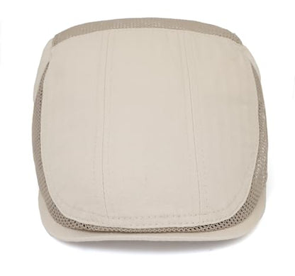 DIYDECAL Mens Cotton Mesh Newsboy Cap Flat Ivy Gatsby Hat Summer Driving Cabbie Cap - color: Beige