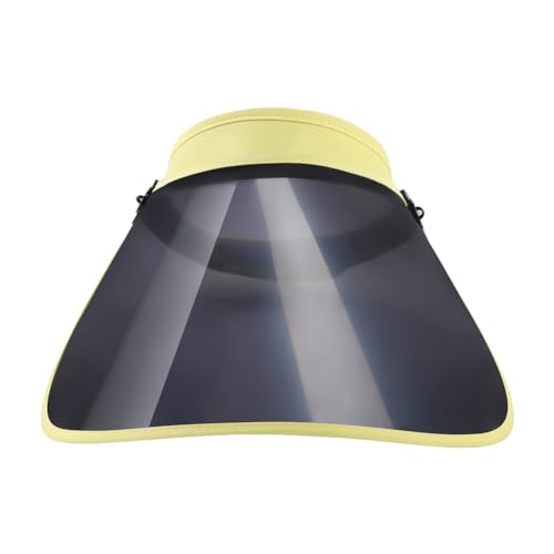 Women Sun Visor Face Shield Sunblock UV Protection Visor Hat UPF 50+ Beach Sun Hat Adjustable Golf Tennis Sports Cap - color: Yellow