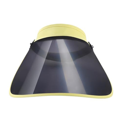 Women Sun Visor Face Shield Sunblock UV Protection Visor Hat UPF 50+ Beach Sun Hat Adjustable Golf Tennis Sports Cap - color: Yellow
