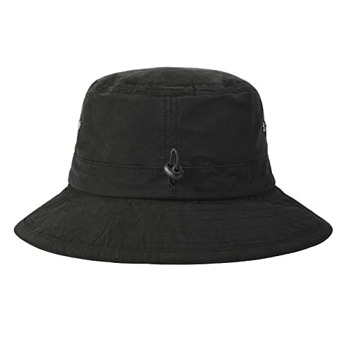 VOBOOM Men Cotton Washed Bucket Hat Packable Boonie Sun Protection Visor Cap - color: Black