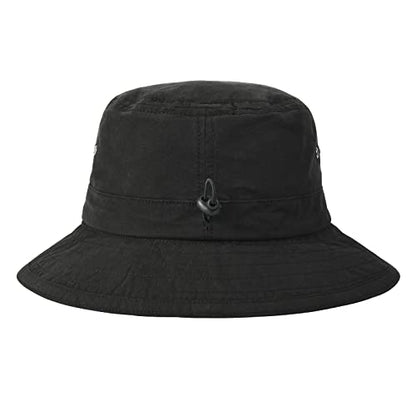 VOBOOM Men Cotton Washed Bucket Hat Packable Boonie Sun Protection Visor Cap - color: Black