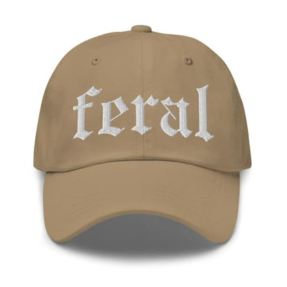 NX Feral Embroidered Curved Bill Cap Relaxed Fit Low Crown Adjustable Dad Hat - color: Khaki