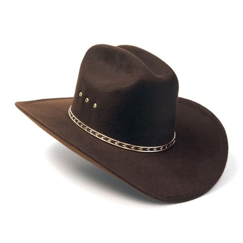 Western Express Felt Finish Cowboy Hat - Cattleman Style with Gold Hat Band | Cowboy & Cowgirl Hats for Men and Women - color: Brown, size: 7